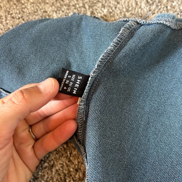 Blue Asymmetrical Denim Top with back zipper - Picture 5 of 6